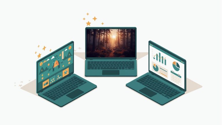 Ilustracja: trzy laptopy różnych typów w budżecie do 5000 zł
