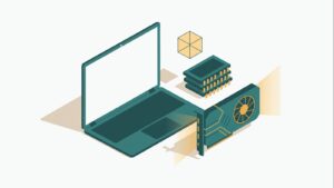 Laptop z kośćmi pamięci i kartą graficzną — VRAM i RAM